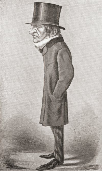 Caricature of William Gladstone, after an illustration by Vanity Fair cartoonist Ape done in 1869, from 